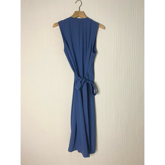 EVERLANE EVERLANE Japanese Goweave Midi Wrap Dress Dusty Blue NWT US 8 - Picture 10 of 14
